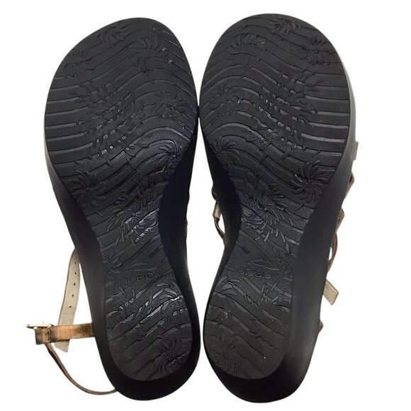 Abeo Sandals Bronze Gold Ring Strappy Gladiator Size 8 N Narrow Comfort Sandal - Picture 8 of 8